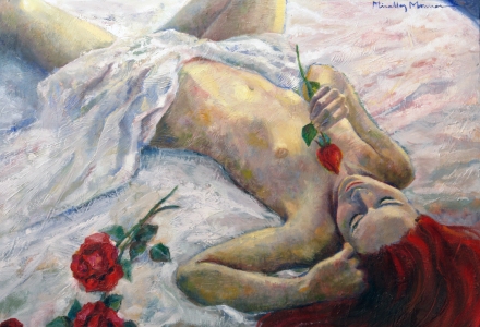 The lady & the roses 89x116 cm